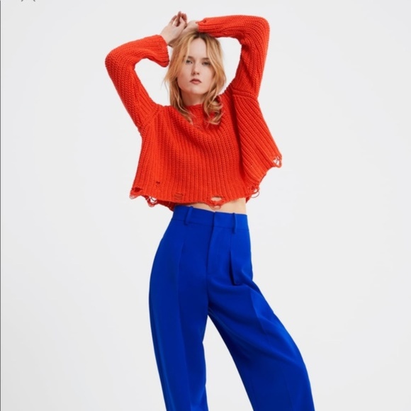 Zara Sweaters Zara Distressed Cropped Sweater Poshmark